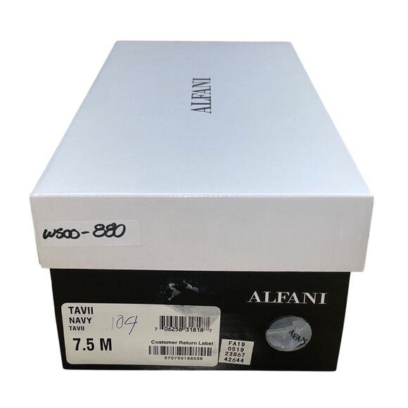 Alfani Womens Navy Quilted Fabric Patent Toe Cap Slip-On Tavii Flats Sz 7.5M - Picture 8 of 8